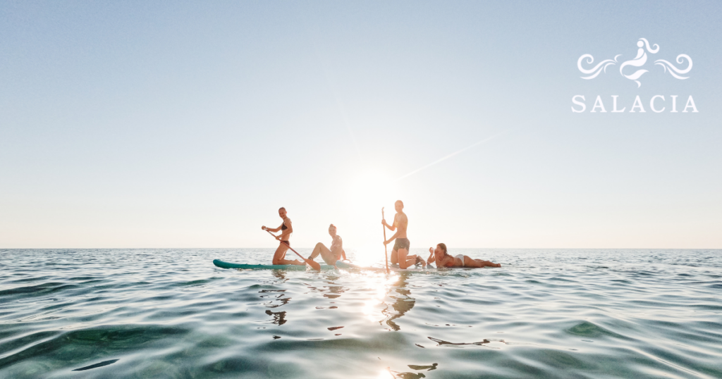 Friends having fun on water